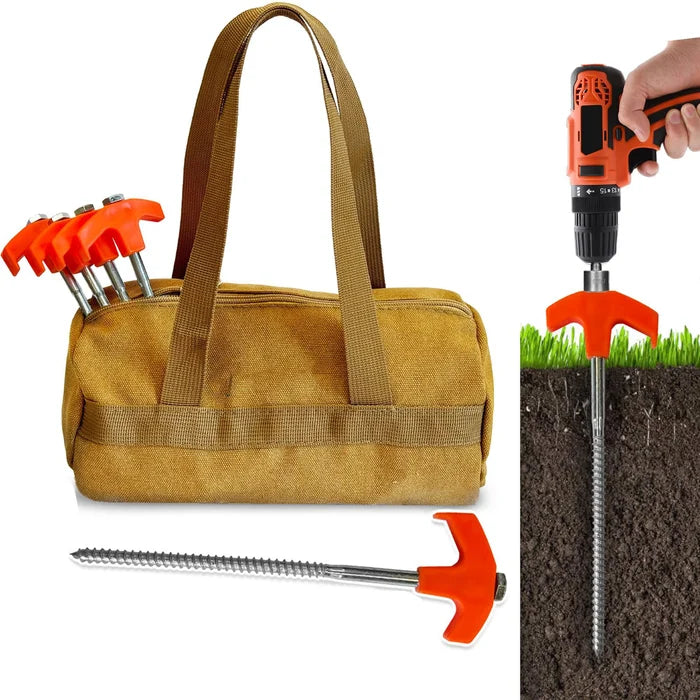 aldorian™-8" Screw in Tent Stakes - Ground Anchors Screw in