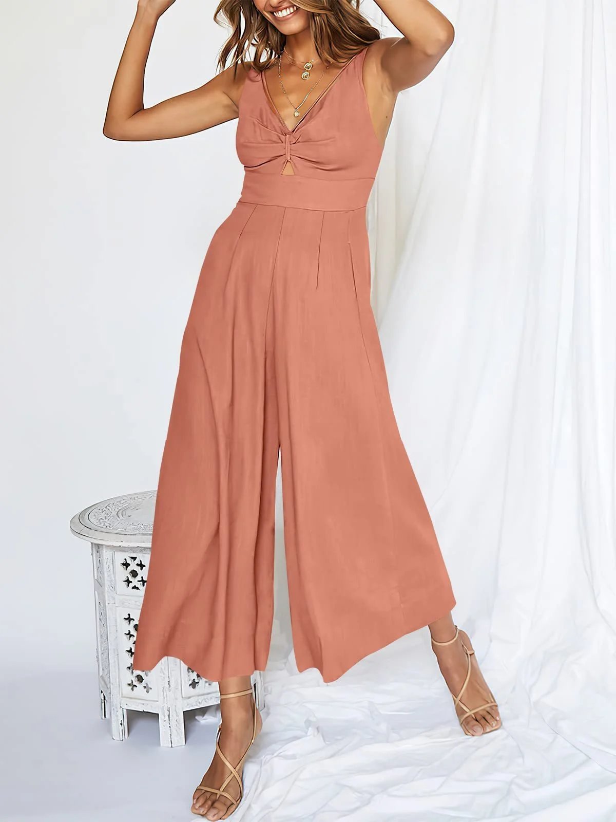 aldorian™-2024 New V Neck Cutout Wide Leg Jumpsuits(❤️Buy 2 Free Shipping❤️)