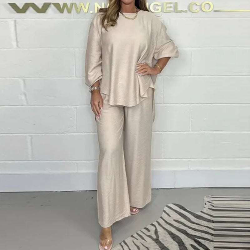 aldorian™-💕Women's Long Sleeve Blouse and Wide Leg Pants Set✨