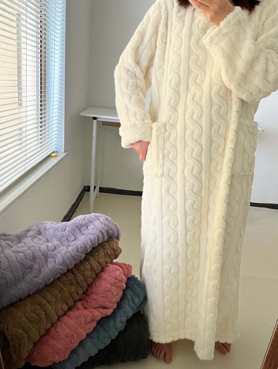 aldorian™-Women’s Coral Fleece Cozy Robe Dress