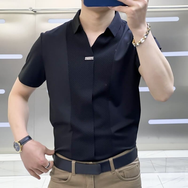 aldorian™-Men's Business Casual Patchwork Shirt