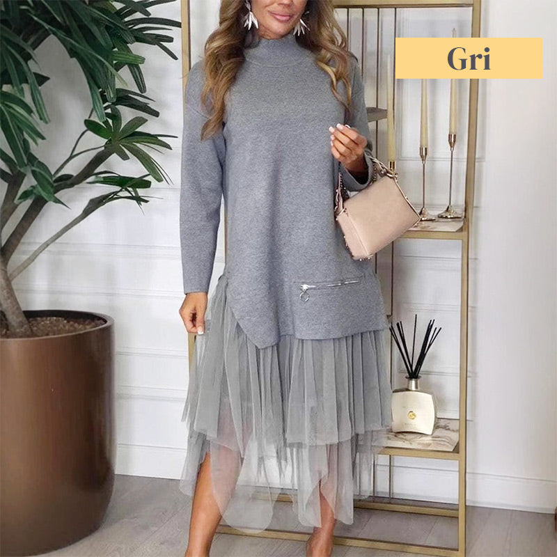 aldorian™-🎉 Two-Piece Set: Long Sleeve Top and Tulle Skirt for Women