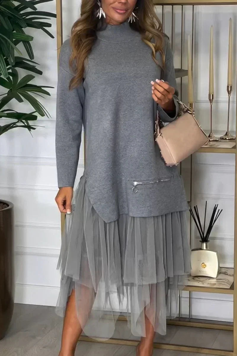 aldorian™-🎉 Two-Piece Set: Long Sleeve Top and Tulle Skirt for Women