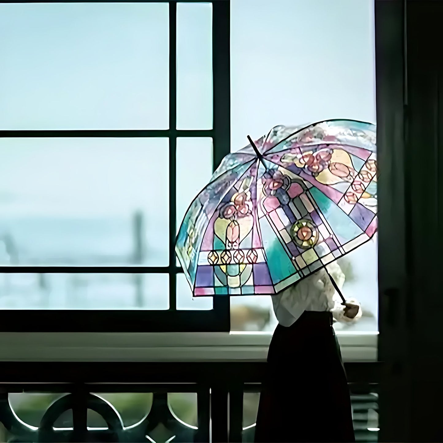 aldorian™-🔥Vintage Stained Glass Automatic Umbrella
