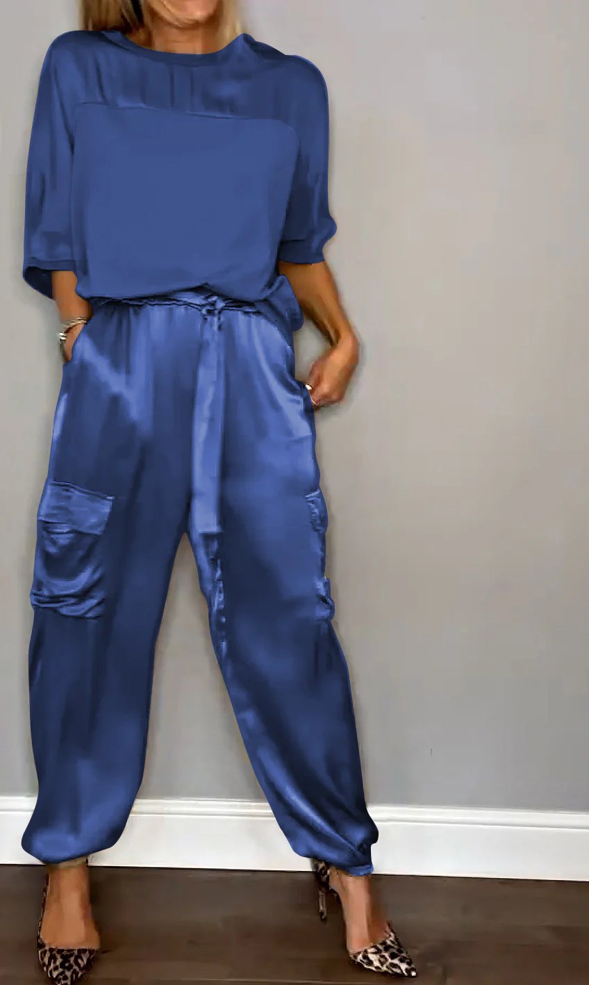 aldorian™-Half-Sleeve Satin Top and Pants Set💝BUY 2 SETS FREE SHIPPING