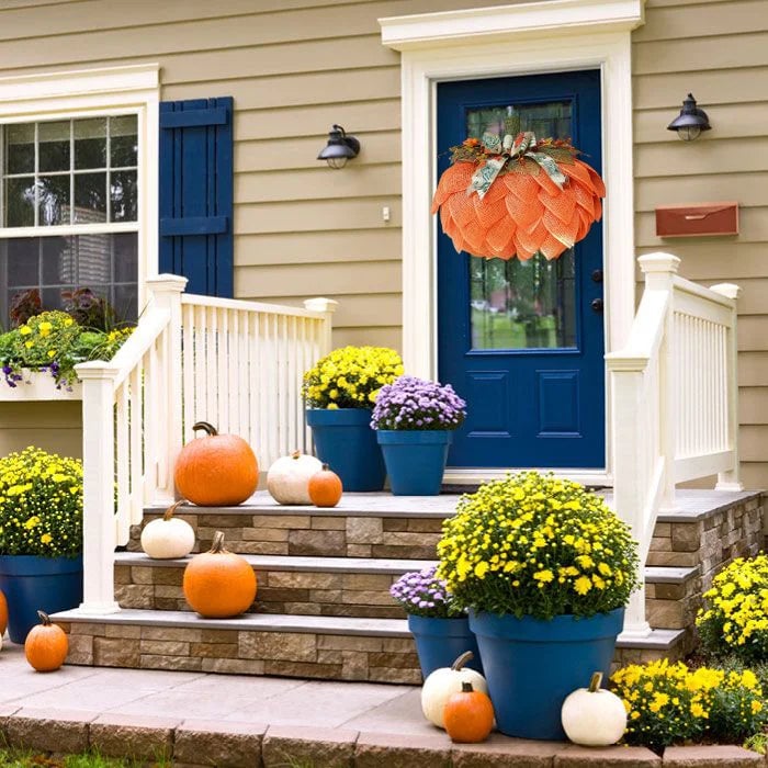 π₯π Farmhouse Pumpkin Wreath For Front Door