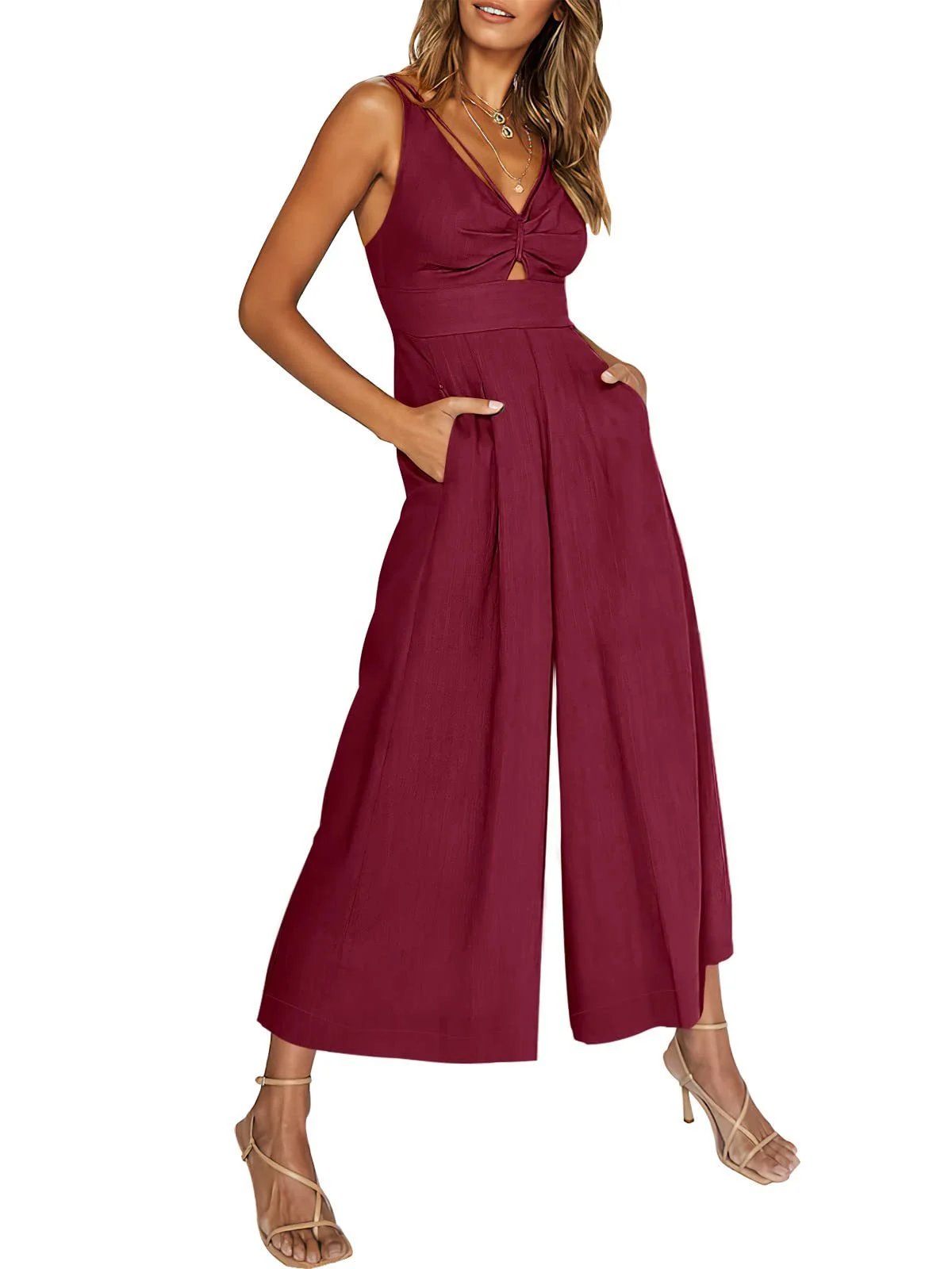 aldorian™-2024 New V Neck Cutout Wide Leg Jumpsuits(❤️Buy 2 Free Shipping❤️)