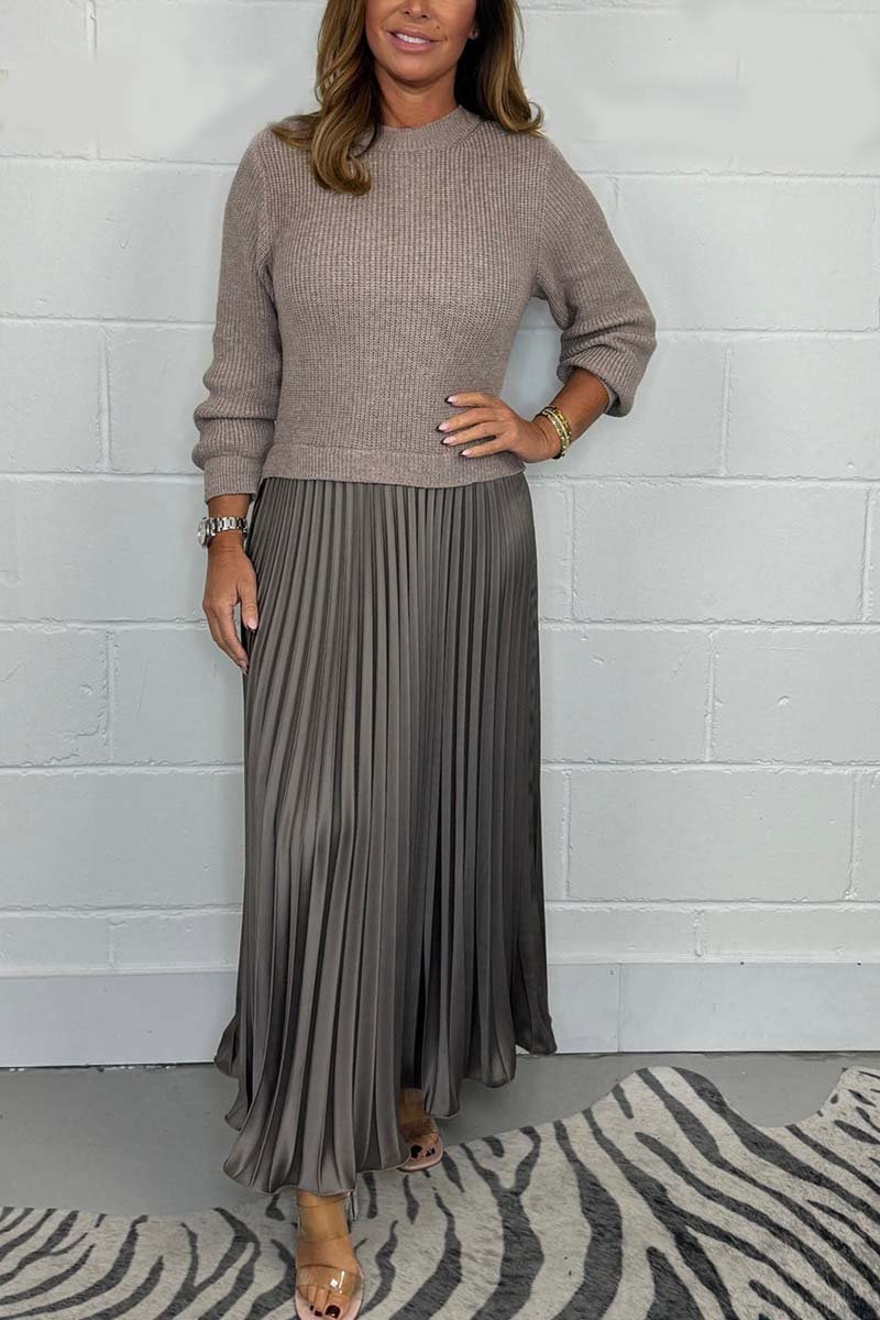 aldorian™-🔥Women’s Stylish and Elegant Round-neck Pleated Dress