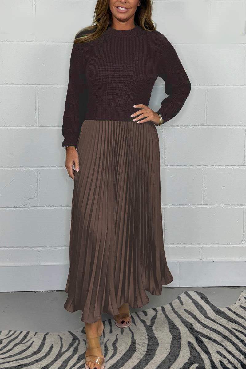aldorian™-🔥Women’s Stylish and Elegant Round-neck Pleated Dress