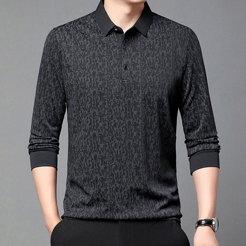 aldorian™-✨New Arrival✨Men's Business Casual Lapel Long Sleeve T-Shirt