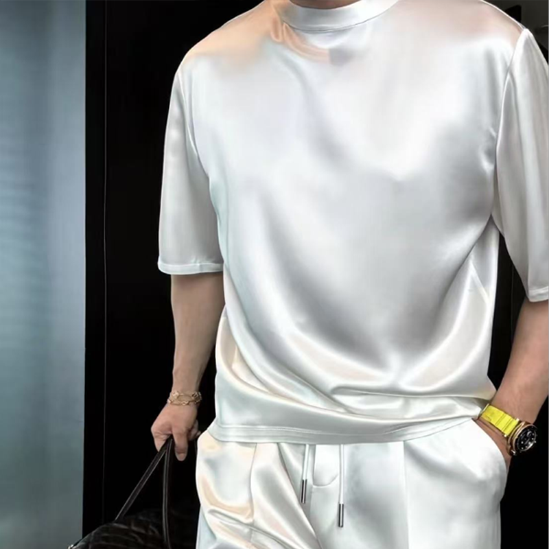 ⏳🔥High Quality Men's Mercerized Cotton Casual Solid Color Top and Shorts Two-Piece Set【Loose fit, suitable for all occasions】