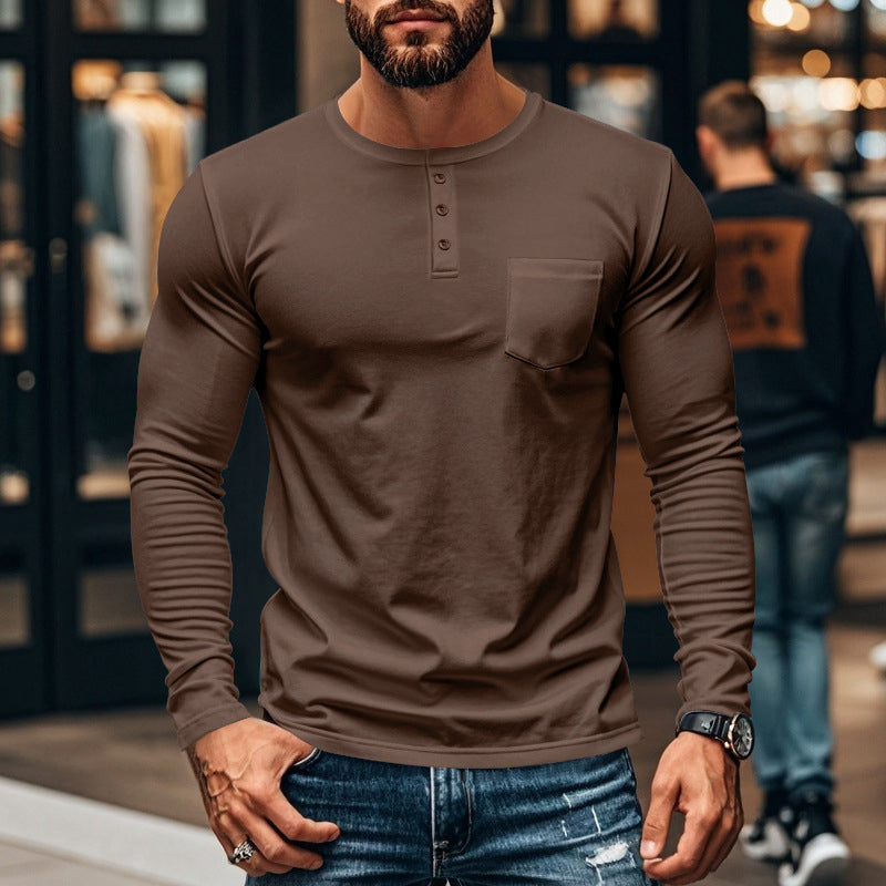 ⚡Men’s Slim Fit Henley Long Sleeve T-Shirt 🔥