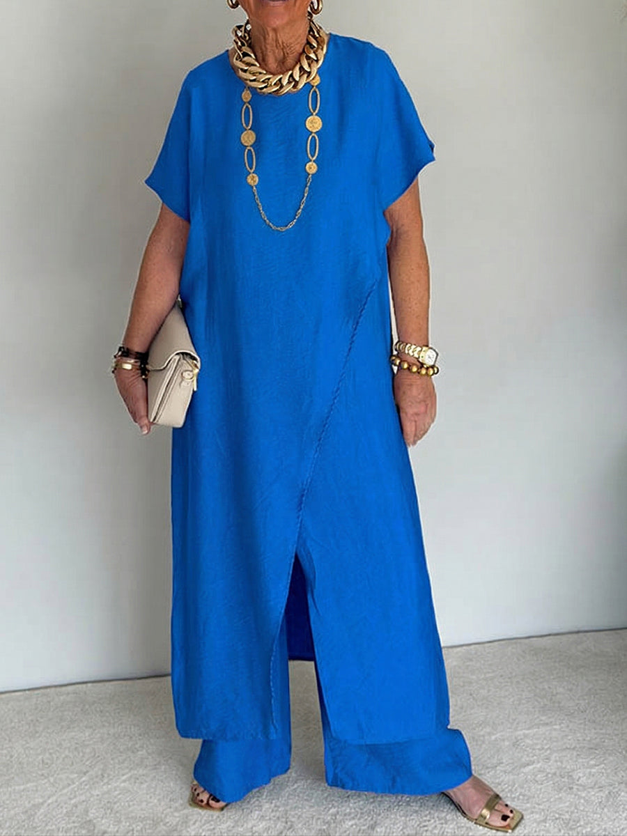 🍀🍀New Arrival - Women's Casual Retro Loose Asymmetrical Two-Piece Set