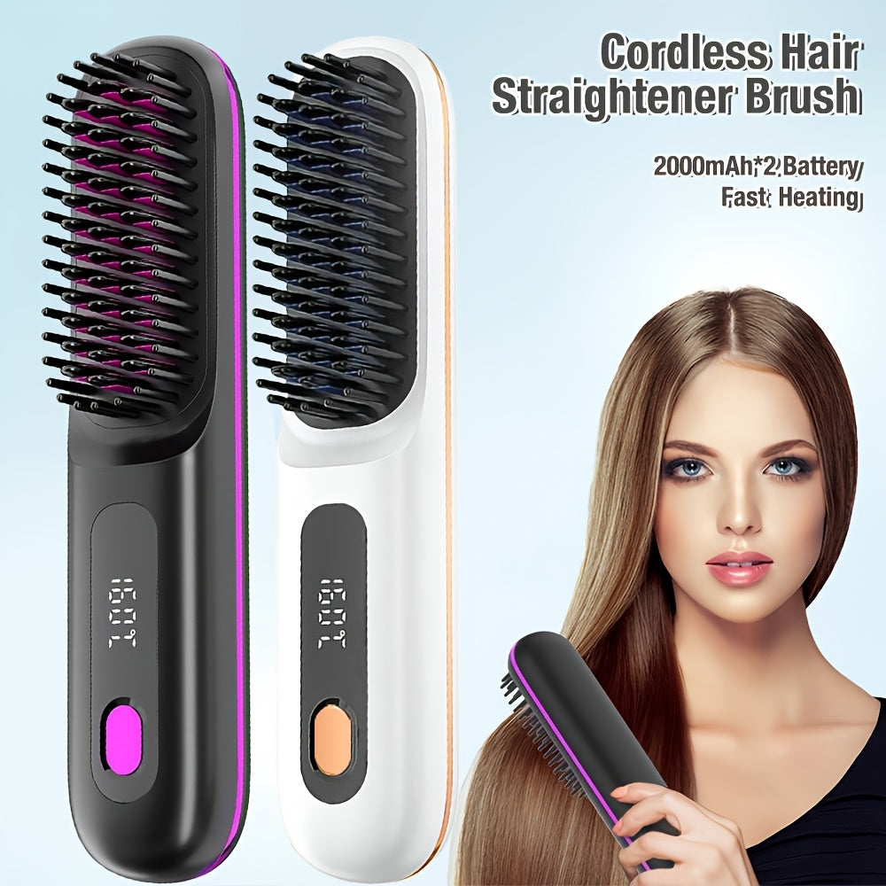 👩‍🦰2-in-1 USB Rechargeable Heated Hair Straightening Brushv