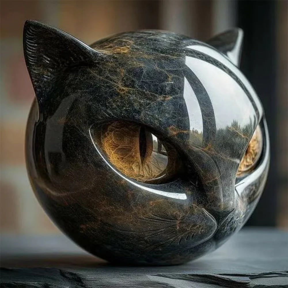 😽Elegant Black Cat Sculpture Art Ornament