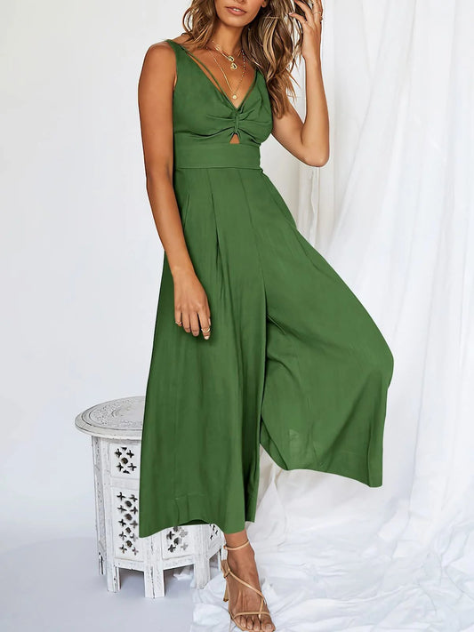 aldorian™-2024 New V Neck Cutout Wide Leg Jumpsuits(❤️Buy 2 Free Shipping❤️)