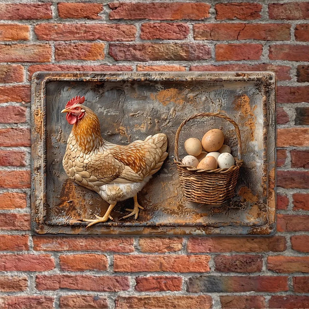 50%off- Vintage Chicken & Fresh Eggs Metal Sign