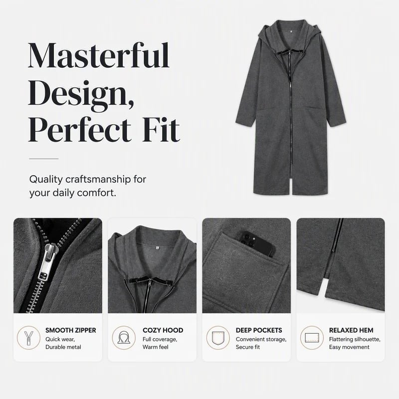 ✨New Arrivals & Special Offers-Women's Hooded Mid-Length Jacket with 2 Zippers