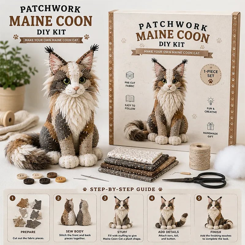 🧵🥇Patchwork-Style Gnome DIY Kit – Create Your Own Adorable Animals