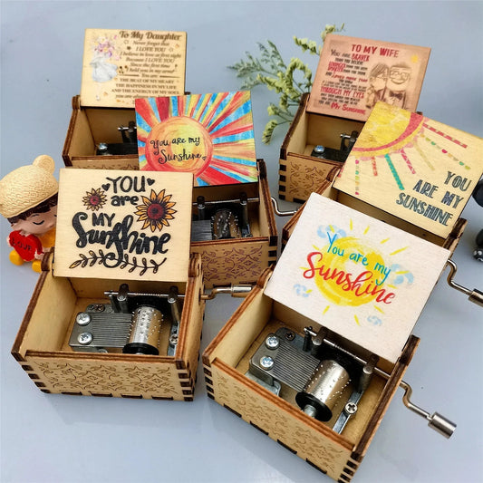 aldorian™-Vintage Classical Sunshine Wooden Hand Crank Music Box - Exquisite Carving, Eight Tones Playing Time