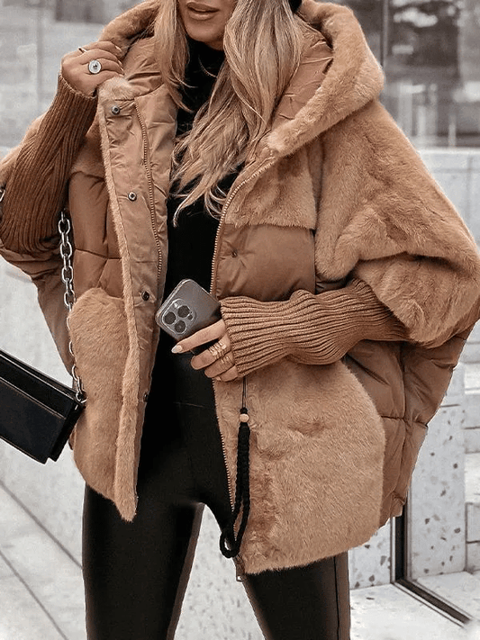 aldorian™-Women's Hooded Long-sleeved Fur Patchwork Winter Casual Coat