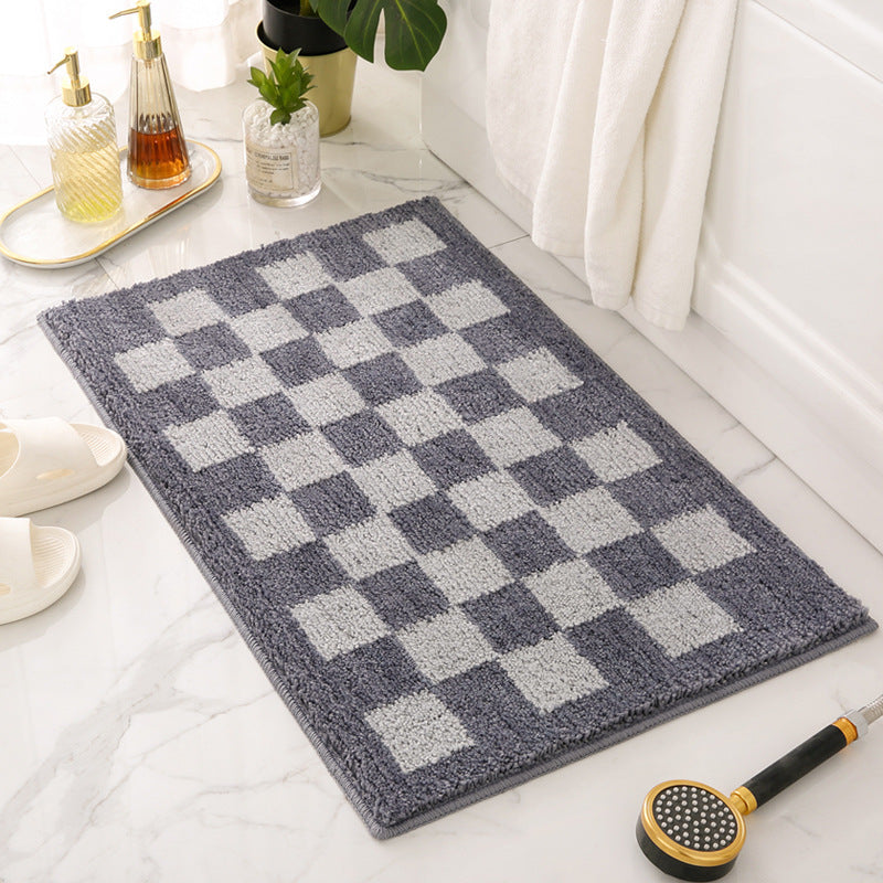 Black and White Checkerboard Bath Mat