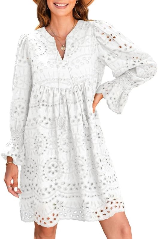 2025 New Arrival- Casual Eyelet Lace Dress for Women(Buy 2 Free Shipping)