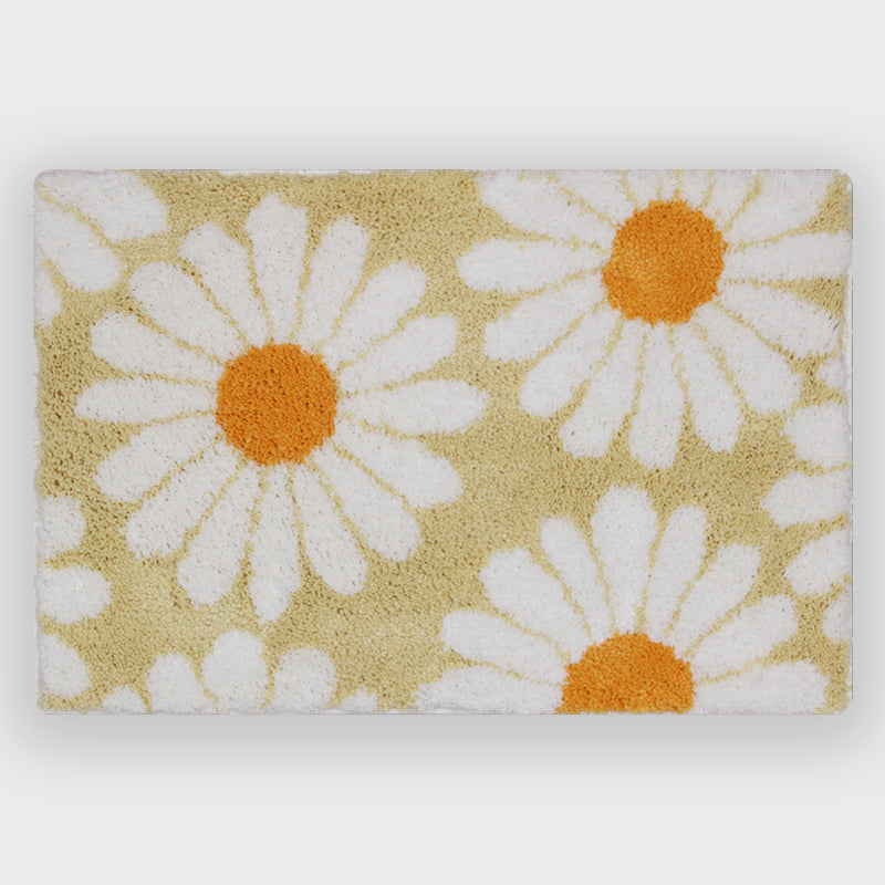 Cute Green Daisy Bath Mat