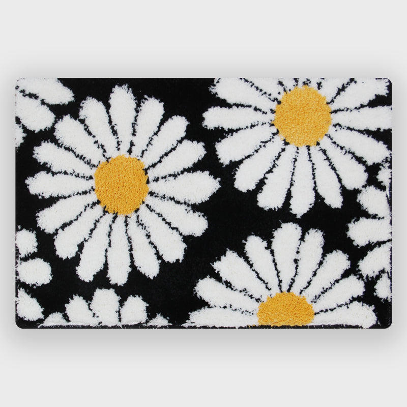 Cute Green Daisy Bath Mat