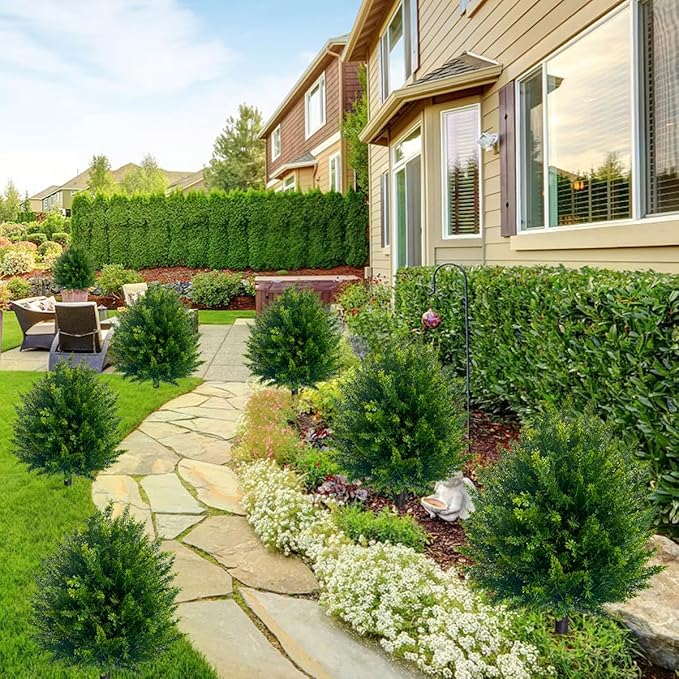 💥UV Resistant Artificial Cedar Topiary Ball Tree