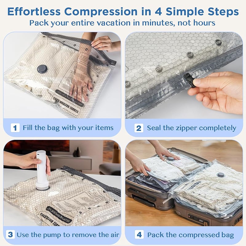🏆⚡ 50K+ SOLD! Cordless Travel Vacuum Storage Compression Bag