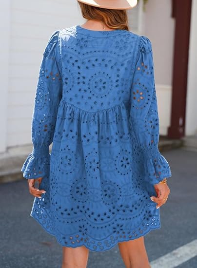 2025 New Arrival- Casual Eyelet Lace Dress for Women(Buy 2 Free Shipping)