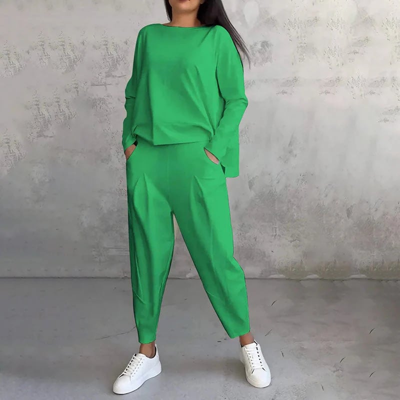 aldorian™-🔥Round-Neck Long-Sleeved Top & Pants 2-Piece Set