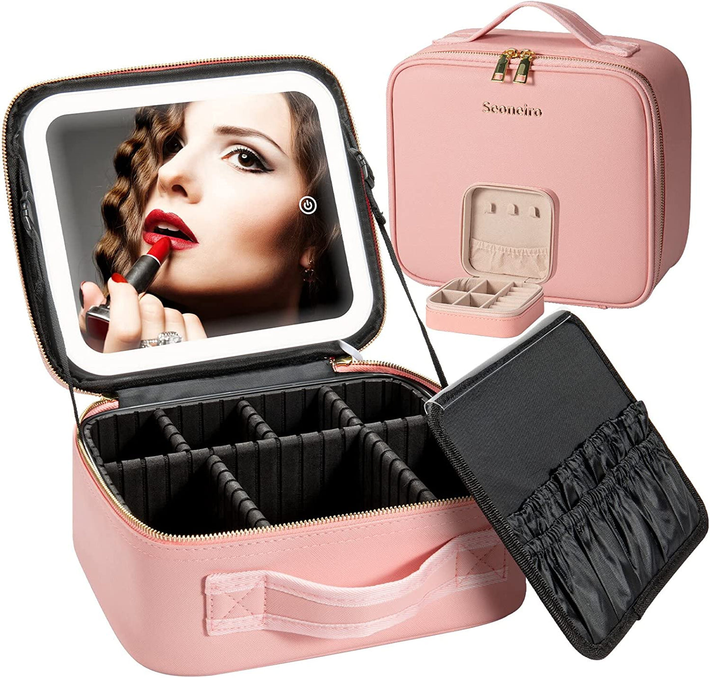 aldorian™-💝Makeup bag with LED Mirror