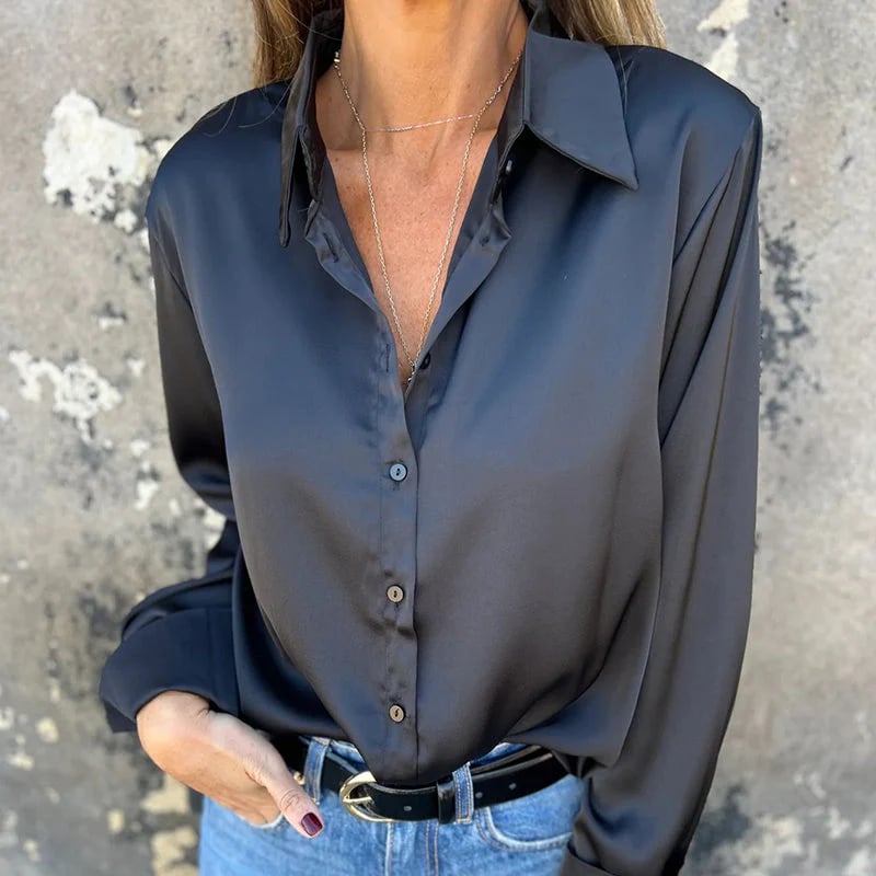 👔Elegant Satin Long Sleeve Shirt