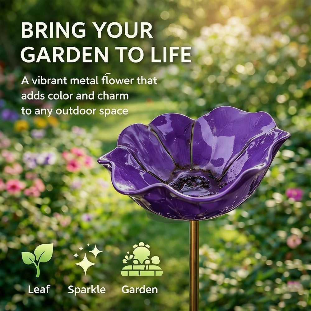 🐦 Handcrafted Outdoor Metal Flower Garden Stakes 🐦