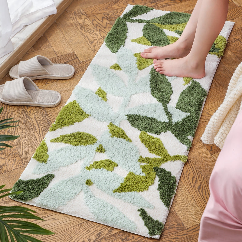 Green Leaves Bedroom Runner Mat