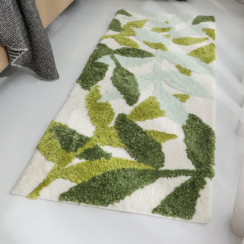 Green Leaves Bedroom Runner Mat