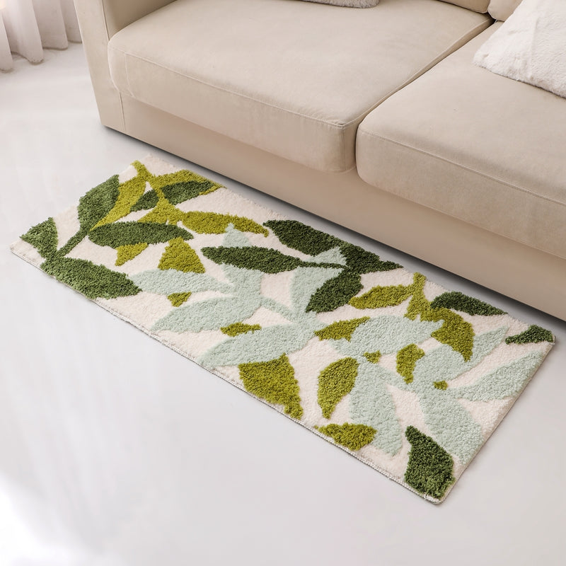 Green Leaves Bedroom Runner Mat