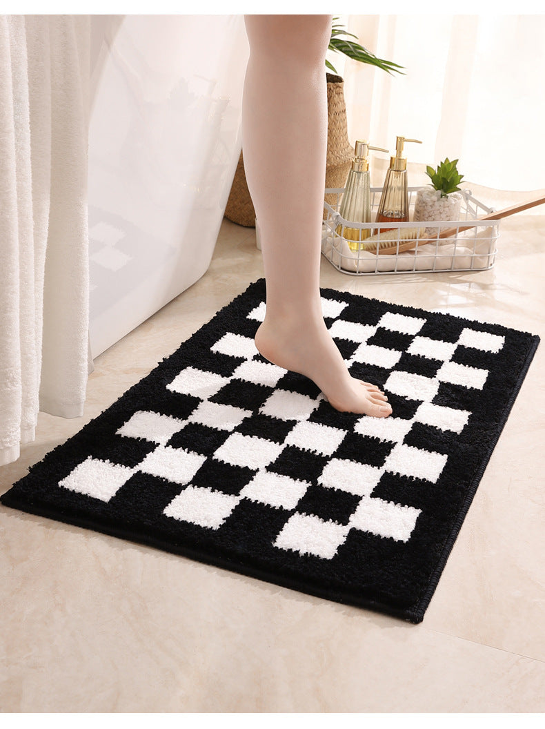 Black and White Checkerboard Bath Mat