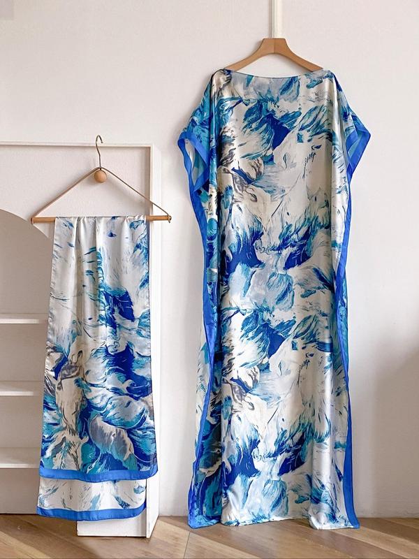 💥Women's Floral & Butterfly & Peacock Print Cape Shawl & Scarf Set