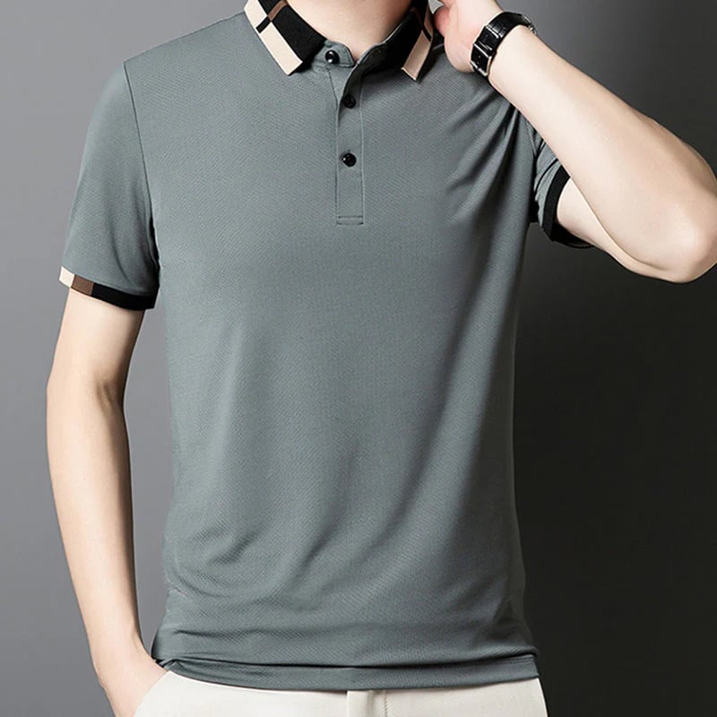 aldorian™-🔥Men's Stretch Ice Silk Short Sleeve Lapel Polo