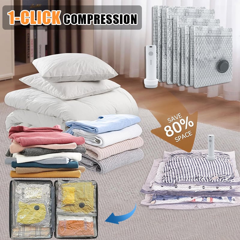 🏆⚡ 50K+ SOLD! Cordless Travel Vacuum Storage Compression Bag