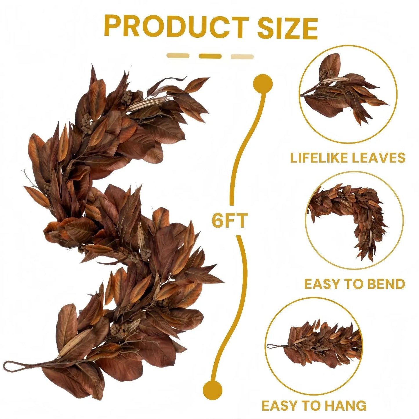 🍂Brown Magnolia Leaf Garland