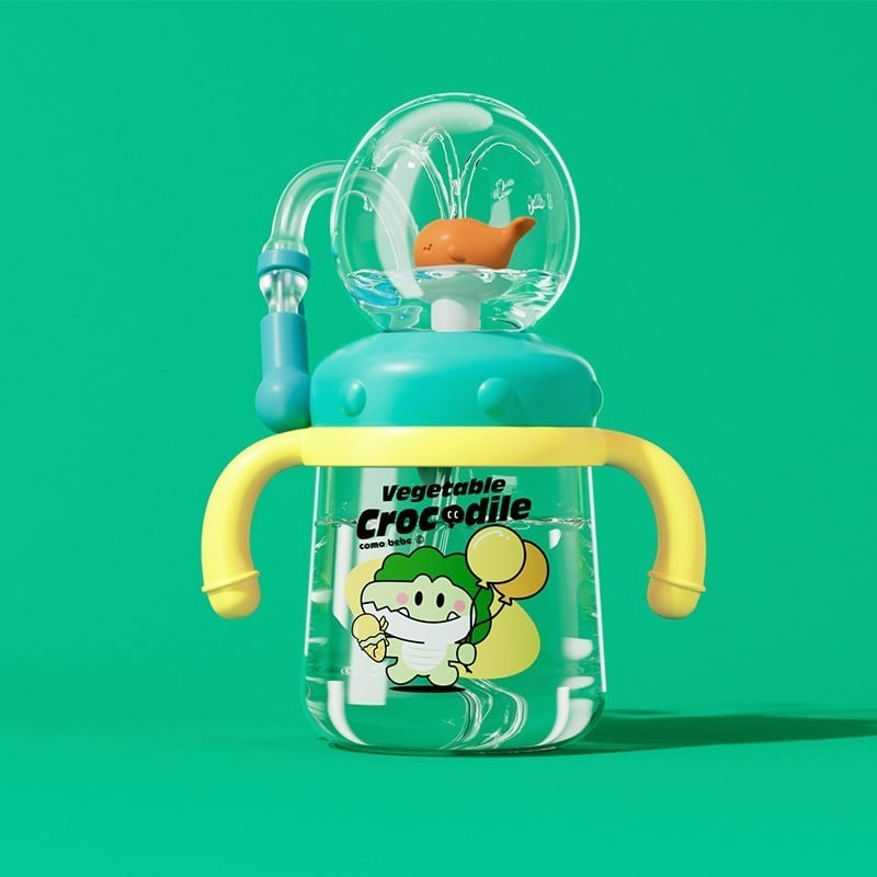 aldorian™-Drinking Cup With Whale Squirt, Weighted Sippy Cups With Adjustable Straps