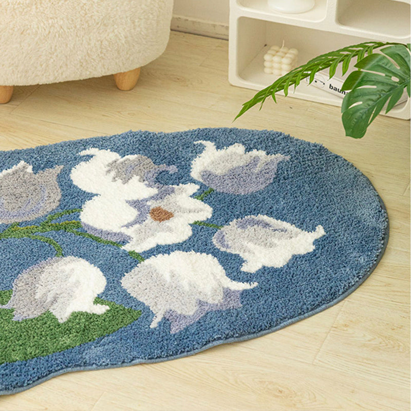 Purple Flowers Bedroom Runner Mat