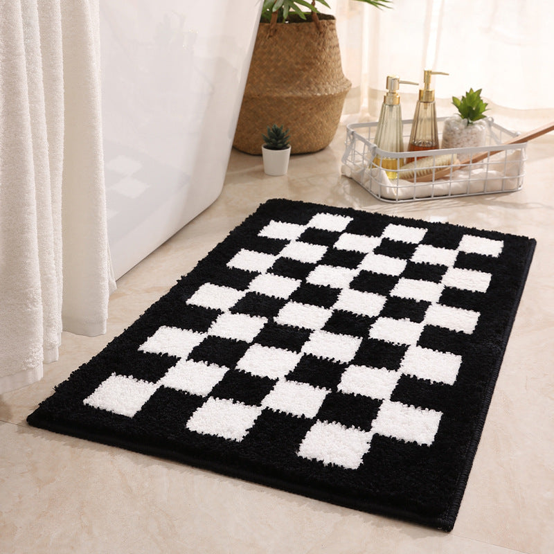 Black and White Checkerboard Bath Mat