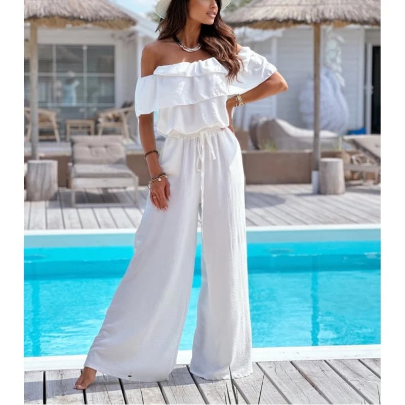 aldorian™-🌺Women’s Off Shoulder Ruffle Jumpsuit🍑