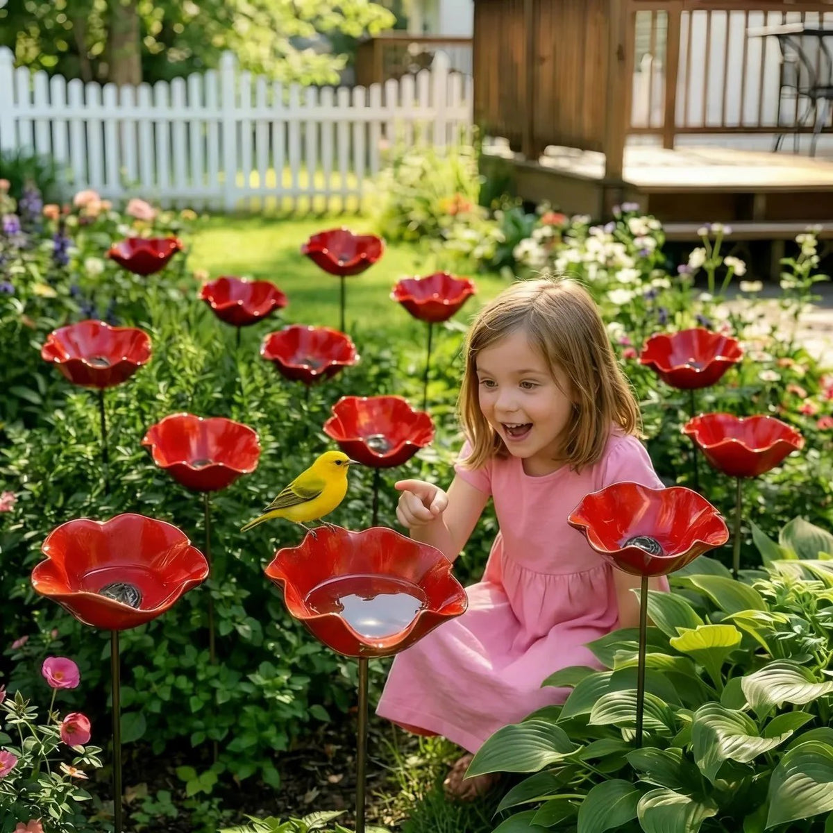 🐦 Handcrafted Outdoor Metal Flower Garden Stakes 🐦