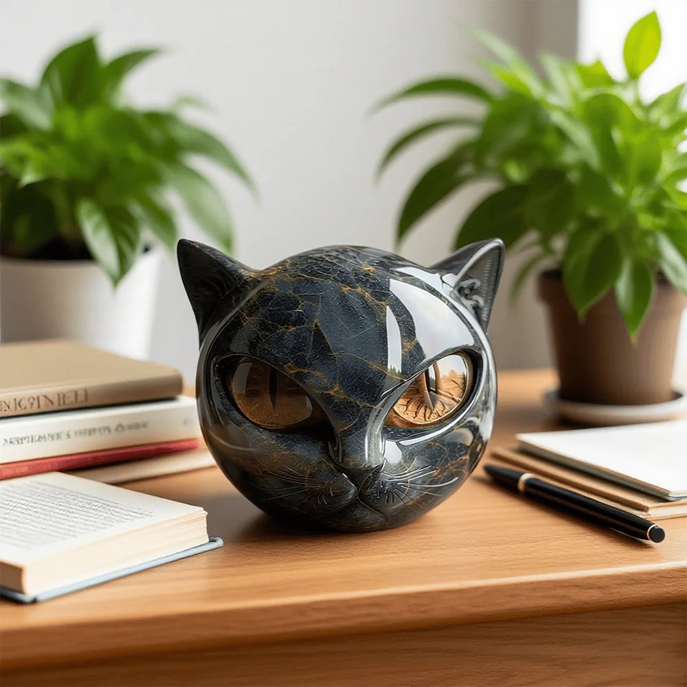 😽Elegant Black Cat Sculpture Art Ornament